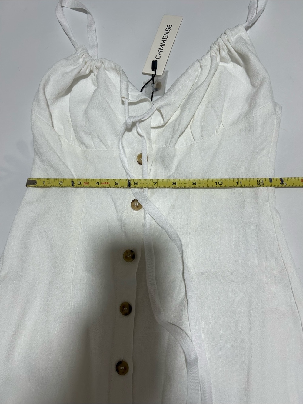 COMMENSE Charming White Button-Front Sundress with Tie Straps - Picture 6 of 8